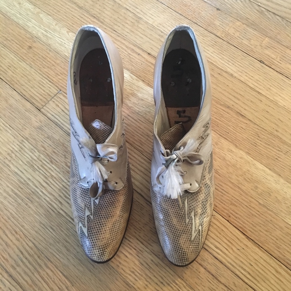 30s leather lizard lightning bolt heels oxfords 5